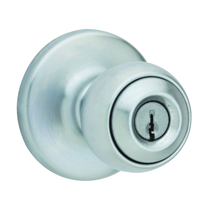 Kwikset Keyed Entry Lever Satin Chrome 2-3/8 x 2-3/4 in Backset 1-3/8 to 1-3/4 in Thick Door