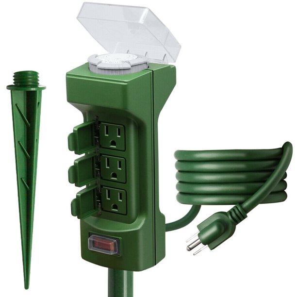 Prime Photocell Power Stake Timer 10 A 120 V 1250 W 6-Outlet Green