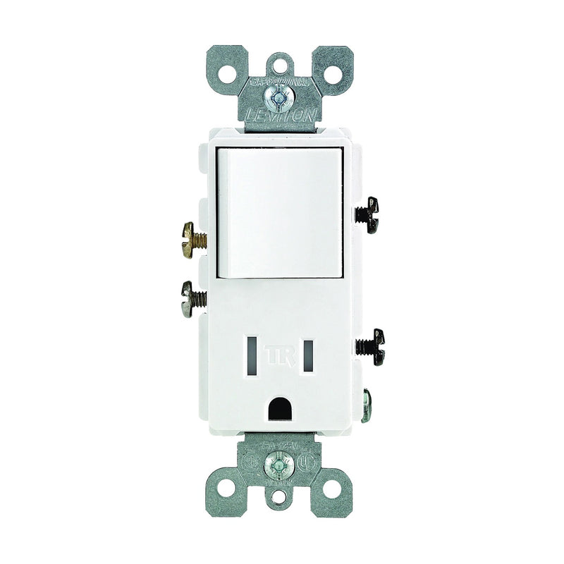 Leviton Decora 5625 Series Combination Switch/Receptacle 1-Pole 15 A 120 V Switch 125 V Receptacle