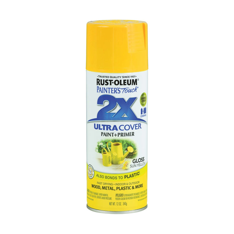 RUST-OLEUM PAINTER'S Touch Gloss Spray Paint Gloss Sun Yellow 12 oz Aerosol Can