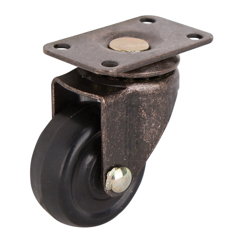 ProSource Swivel Caster 1-5/8 in Dia Wheel Rubber Wheel Black 70 lb