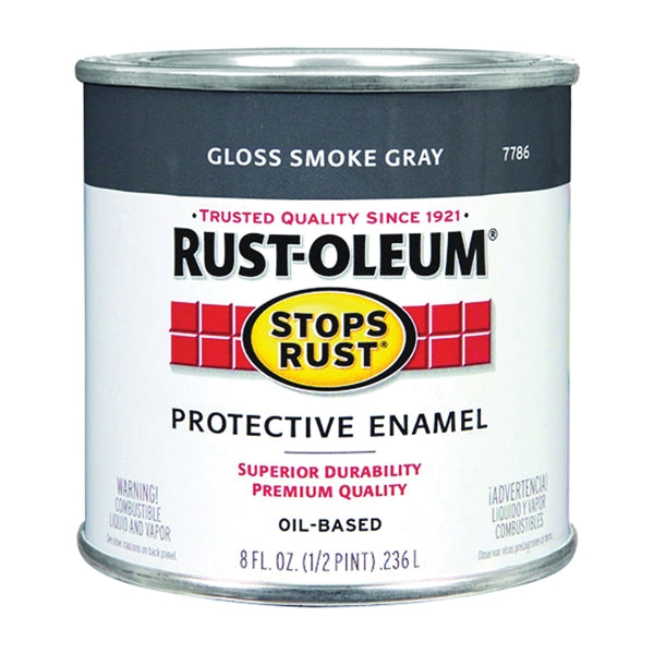 RUST OLEUM STOPS RUST Protective Enamel Gloss Smoke Gray 0.5 pt Can