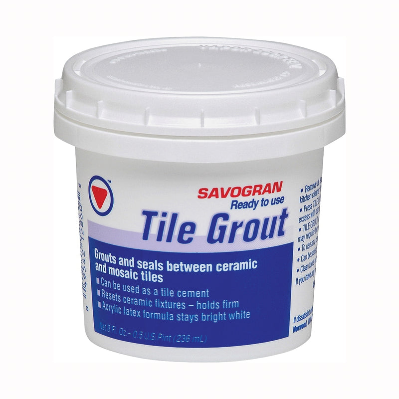 SAVOGRAN Tile Grout Paste Mild Ammonia Bright White 0.5 pt
