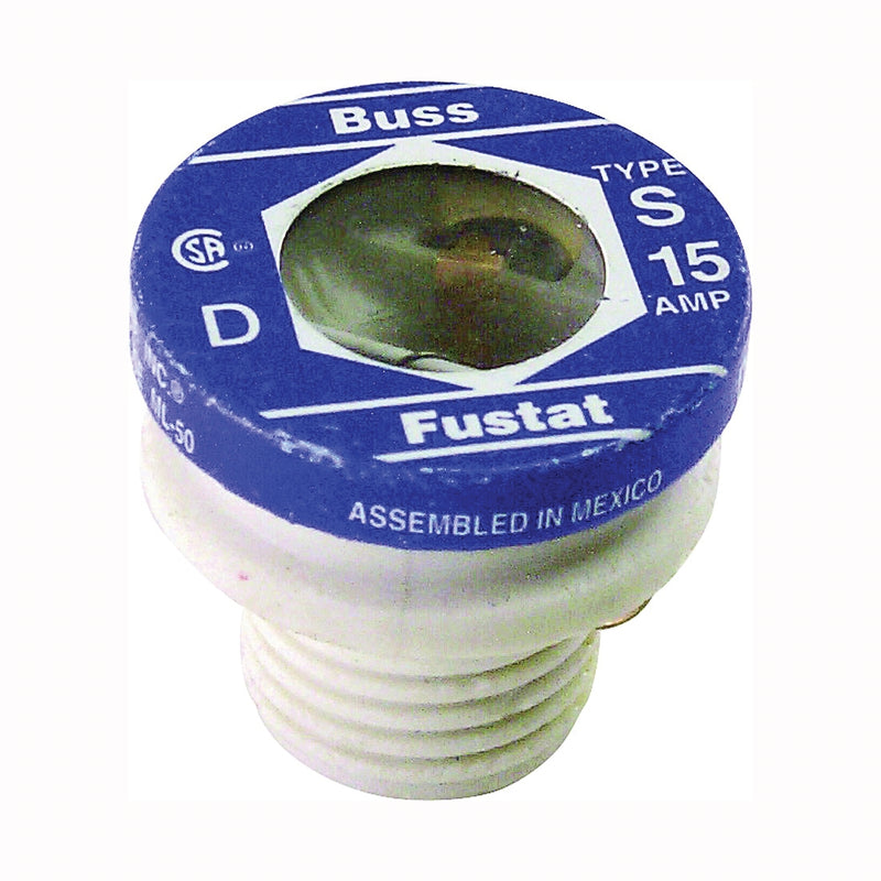 Bussmann Time-Delay Plug Fuse 15 A 125 V 10 kA Interrupt Low-Voltage Fuse