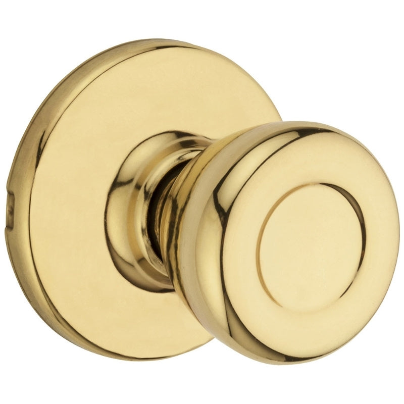 Kwikset Door Knob Polished Brass 1-3/8 to 1-3/4 in Thick Door 2-1/4 in Strike