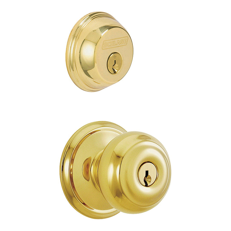 Schlage Georgian Knob Lockset 2 Grade Keyed Alike Key Steel Brass 2-3/8 x 2-3/4 in Backset K4 Keyway