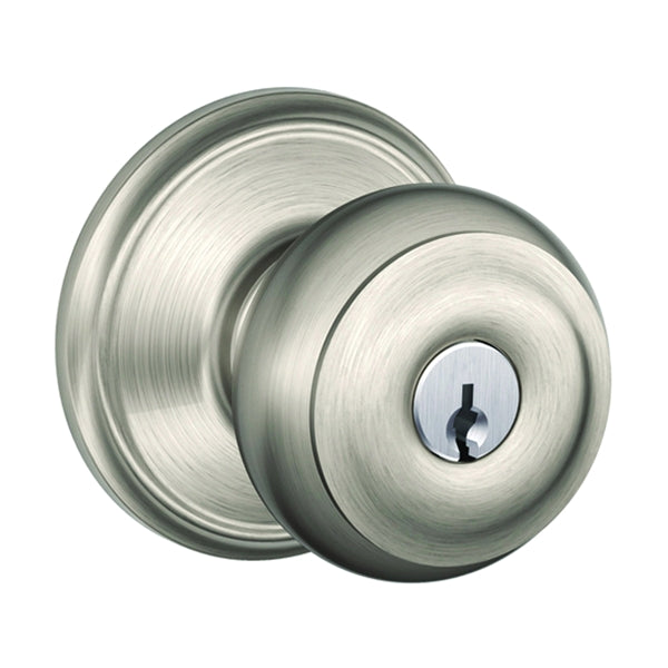 Schlage Georgian Keyed Entry Knob Solid Brass/Zinc Satin Nickel