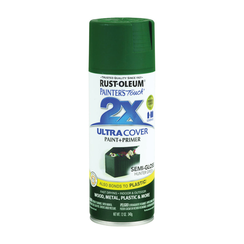 RUST-OLEUM PAINTER'S Touch Semi-Gloss Spray Paint Semi-Gloss Hunter Green 12 oz Aerosol Can
