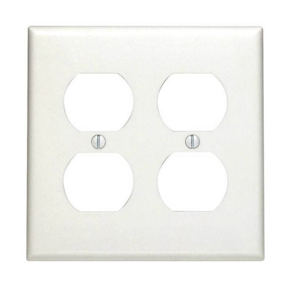 Leviton Duplex Receptacle Wallplate 4-1/2 in L 4-9/16 in W 2-Gang Thermoplastic Nylon White Smooth