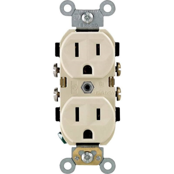 Leviton Duplex Receptacle 2-Pole 15 A 125 V Back Side Wiring NEMA: 5-15R Ivory