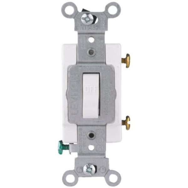 Leviton Toggle Switch 20 A 120/277 V Screw Side Wired Terminal Thermoplastic Housing Material White