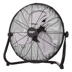 PowerZone Floor Fan 120 VAC 20 in Dia Blade 3 Blade 3 Speed 3 Speed 360 deg Rotating Black