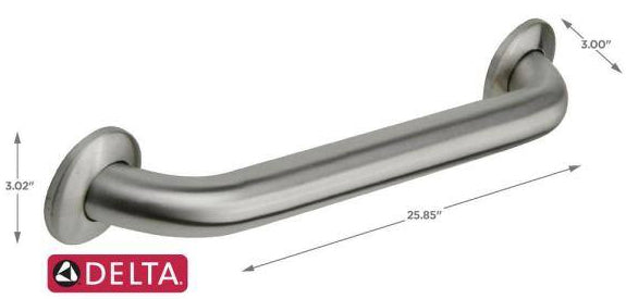 DELTA Grab Bar 24 in L Bar 500 lb Stainless Steel Peened Wall Surface Concealed Flange Mounting
