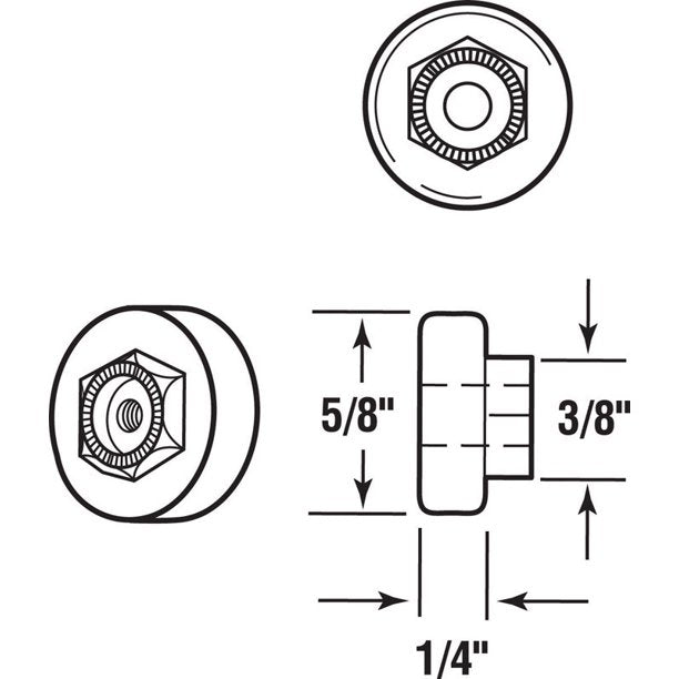 Slide-Co Shower Roller 5/8 in Dia Roller 1/4 in W Roller 2-Roller Nylon